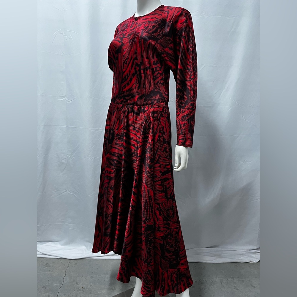 VTG 80s Debora Kuchme 100% Silk Red Satin Backless Midi Cocktail Party Dress - Picture 10 of 15